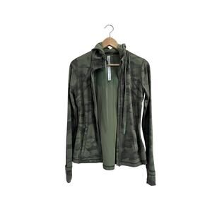 Lululemon Define Hooded Camo Athletic Workout Zip Jacket Size 8 Broken Zip